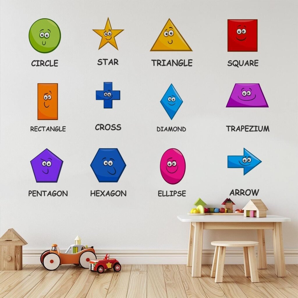Kids Educational Shapes Wall Sticker for Preschool, Nursery & Classroom Decor