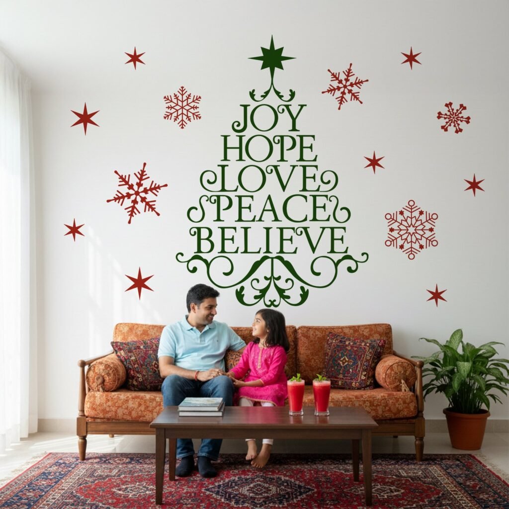 Joy - Hope - Love - Peace - Believe - Christmas - X'mas Wall Decor Sticker