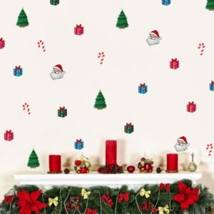 Christmas Trees, Santa, Gifts Pattern Wall Sticker Home Decor Decals | Minimal Festive Décor