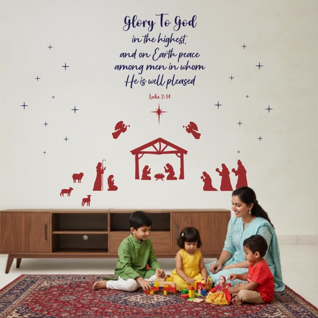 Glory to God - Christmas - X'mas Wall Decor Sticker for Home and Office Decals