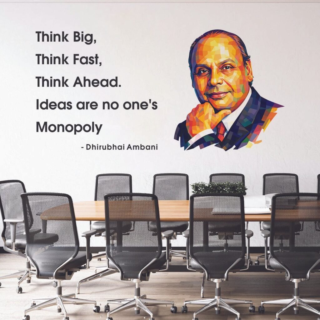 Dhirubhai Ambani Think Big Motivational Office Inspirational Entrepreneur  Wall Sticker