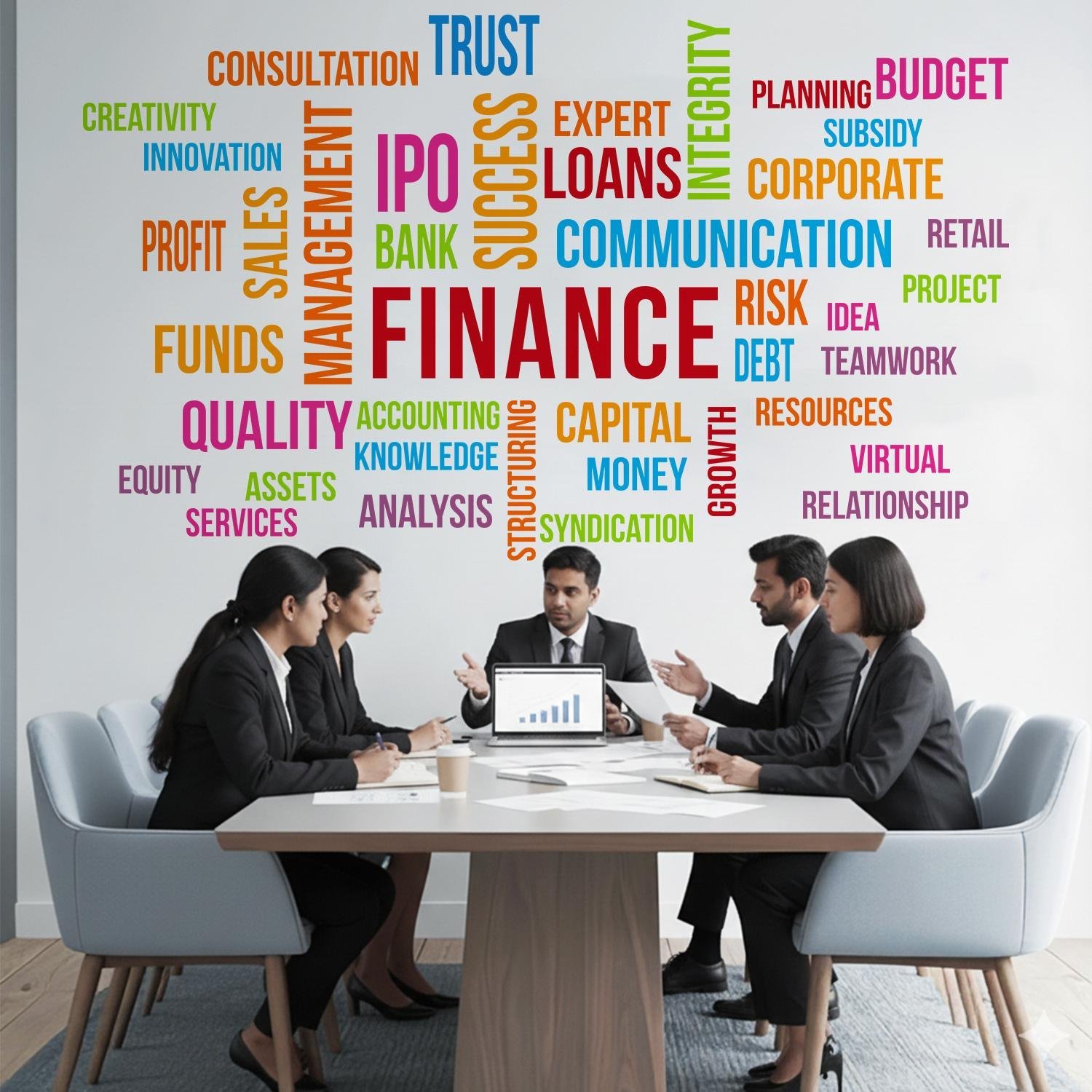 Finance Word Cloud Premium Wall Sticker for Office | Corporate Business Wall Décor | Modern Workspace Wall Decor