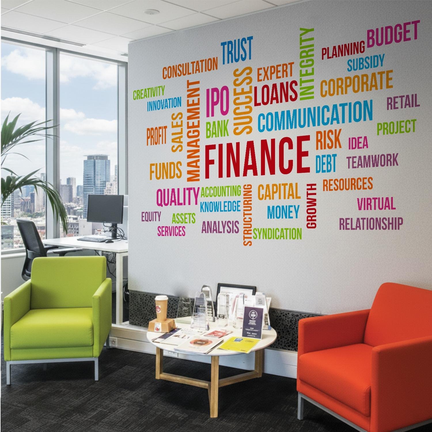 Finance Word Cloud Premium Wall Sticker for Office | Corporate Business Wall Décor | Modern Workspace Wall Decor - Image 4