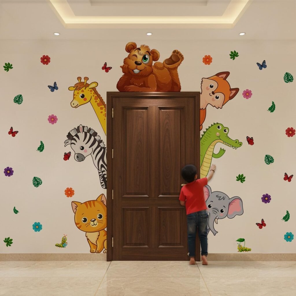 Peekaboo Jungle Animals Kids Room Wall Sticker