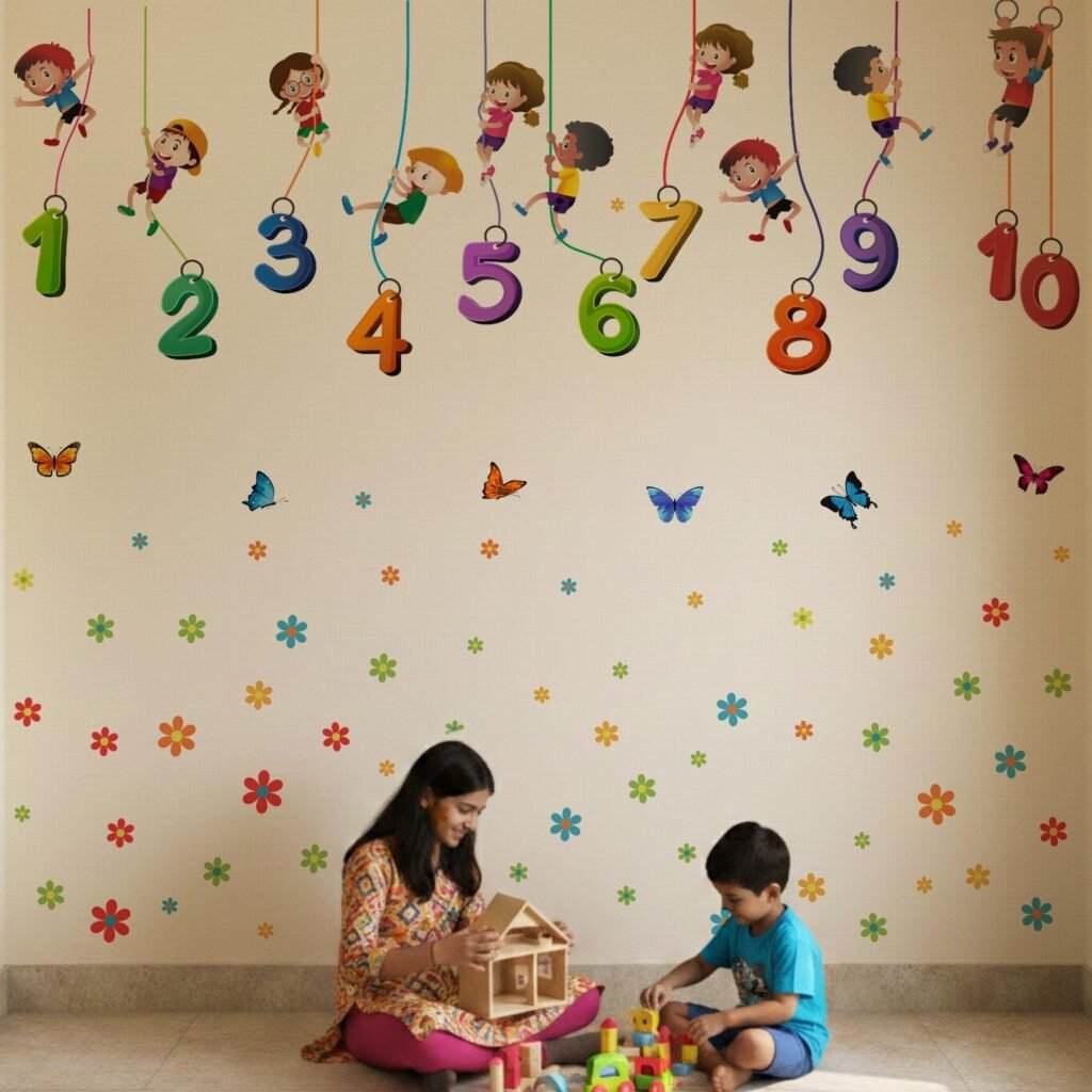 Toddler Number Learning Wall Decals – Kids Room Educational Stickers